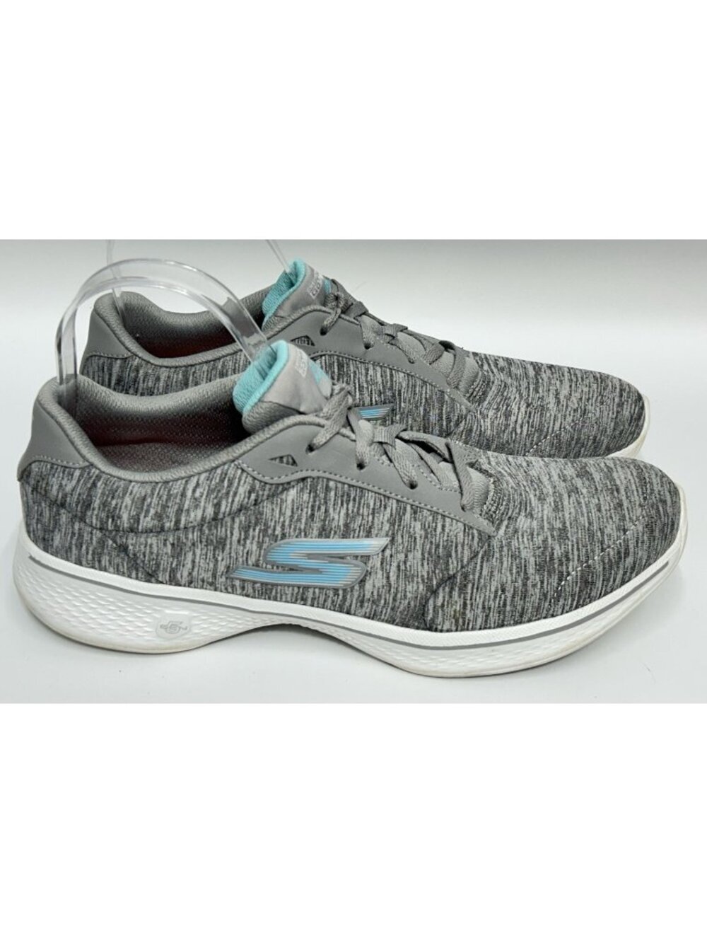 Skechers Womens Go Walk 4 Serenity Shoes Sz 10 Gray White 14173 Low Top Lace Up